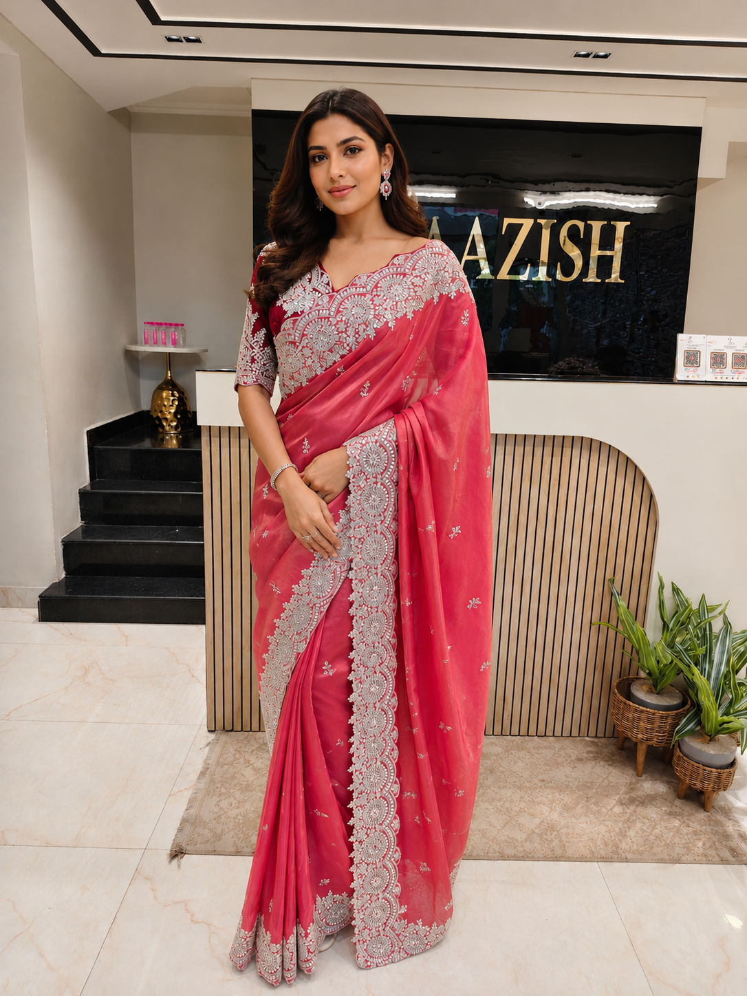 Carrot Pink Wine Tissue Saree
Gota Patti Work Saree
Dabka Work Saree
Designer Party Wear Saree
Wedding Wear Saree