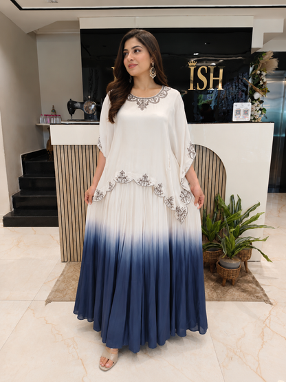 Cream Blue Designer Anarkali
Crepe Anarkali for Women
Kutdana Dabka Work Outfit
Wedding Wear Anarkali India
Luxury Party Wear Dress