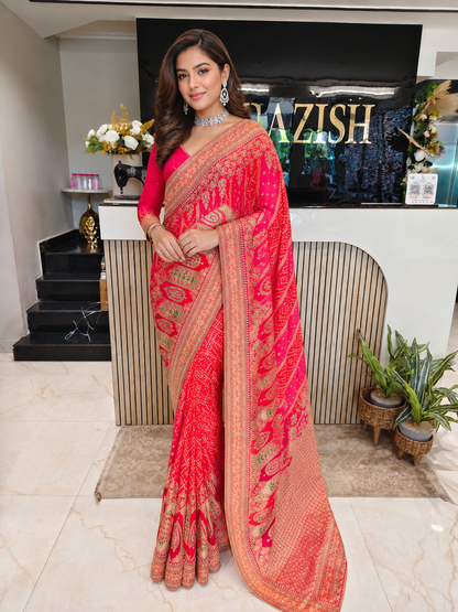 Red Silk Saree
Dabka Work Saree
Stone Work Saree
Designer Silk Saree
Wedding Wear Saree