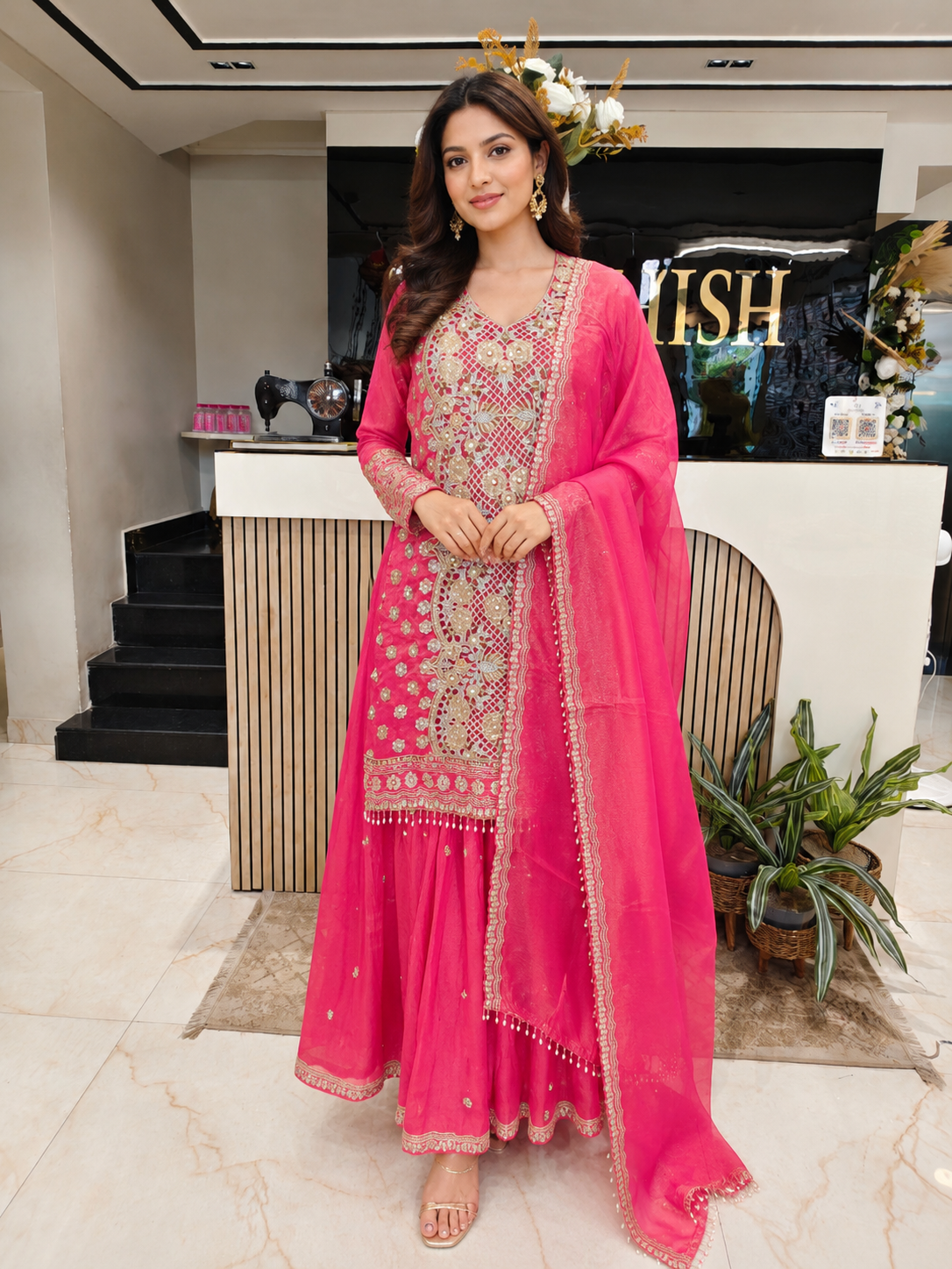 Rani Pink Garara Set
Designer Tissue Garara
Zari Work Ethnic Outfit
Wedding Wear Garara India
Luxury Festive Wear Women