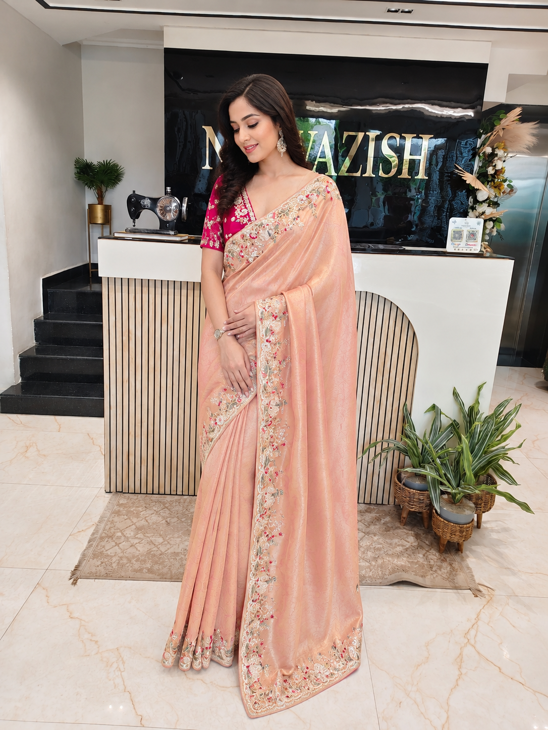Pink & Cherry Red Jacquard Tissue Saree
Designer Jacquard Tissue Saree
Zari Work Saree
Wedding Wear Saree
Luxury Ethnic Saree