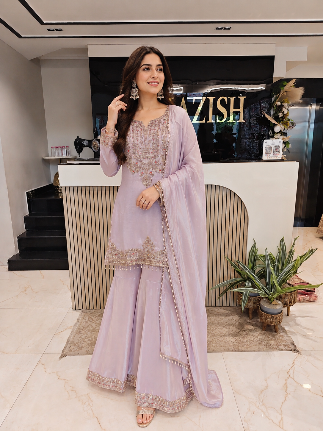 Lavender Farshi Salwar Set
Tissue Farshi Salwar Suit
Designer Kurta Set
Wedding Wear Farshi Suit
Festive Party Wear Ethnic Set