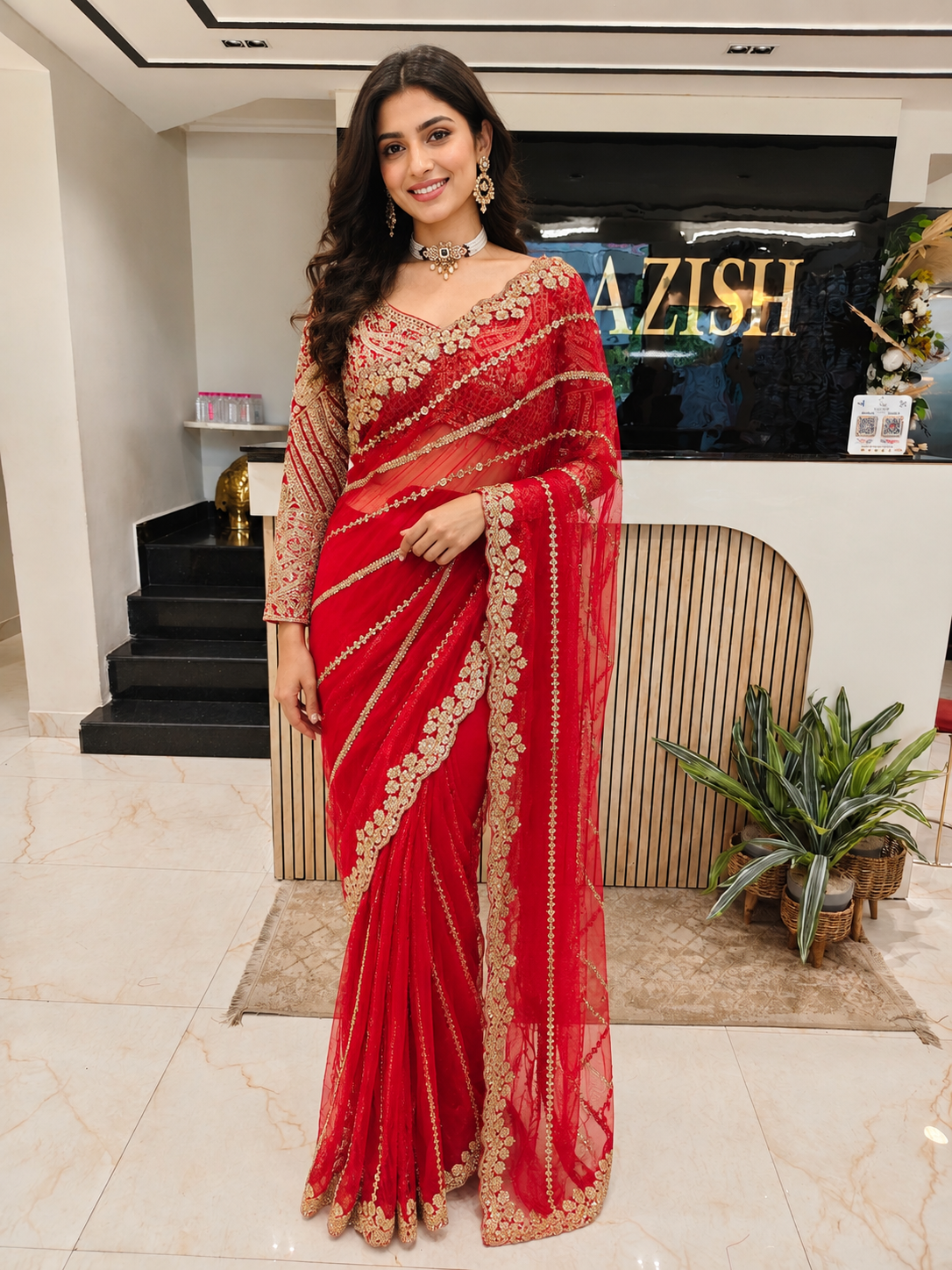 Red Net Saree
Handwork Saree
Zari Work Saree
Designer Party Wear Saree
Wedding Wear Saree