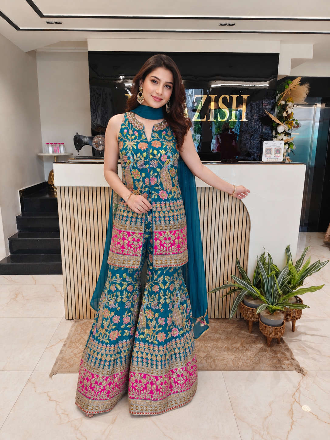 Rama Green Silk Kurta Palazzo Set
Designer Kurta Palazzo Set
Wedding Wear Palazzo Suit
Festive Party Wear Ethnic Set
Silk Designer Suit