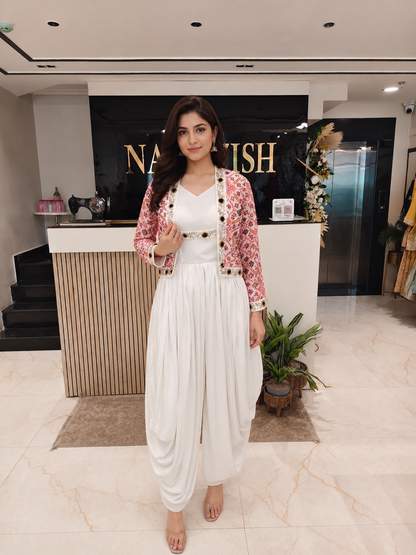 Off White Indo Western
Designer Fusion Wear India
Kutdana Dabka Work Outfit
Contemporary Party Wear Women
Luxury Wedding Wear Outfit