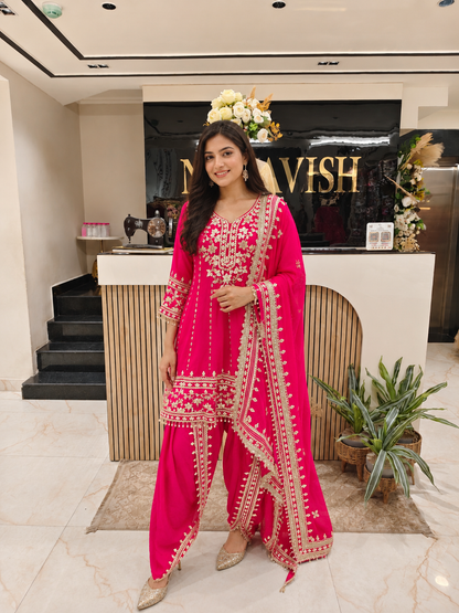 Rani Pink Anarkali Set
Designer Tulip Set Women
Mirror Work Ethnic Outfit
Wedding Wear Anarkali India
Luxury Festive Wear Women