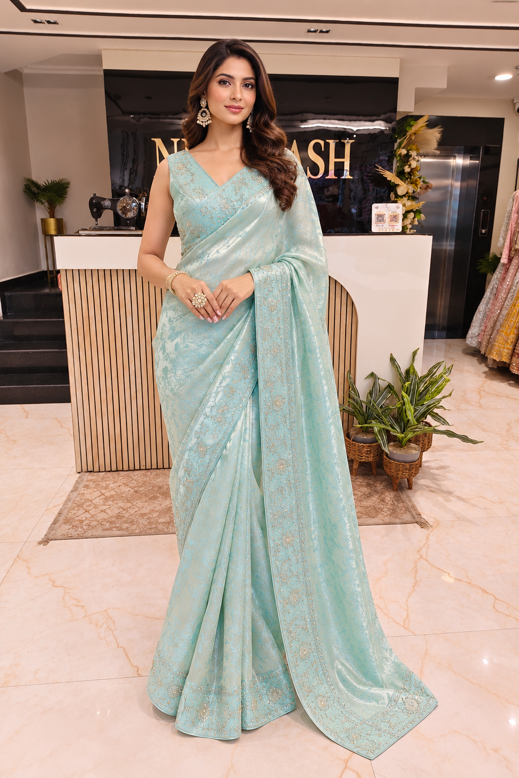 Mint Green Tissue Saree
Bird Motif Designer Saree
Kutdana Work Saree
Wedding Wear Saree
Luxury Ethnic Saree