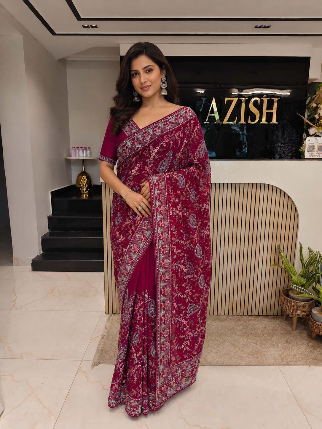 Maroon Georgette Saree
Resham Work Saree
Stone Work Saree
Designer Party Wear Saree
Wedding Wear Saree