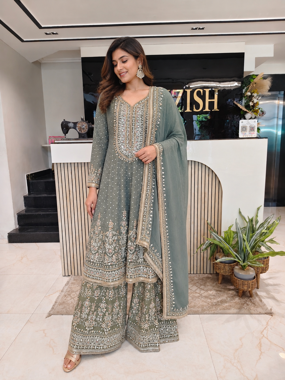 Grey Tissue Sharara Set
Designer Sharara Suit
Wedding Wear Sharara
Festive Party Wear Ethnic Set
Tissue Designer Suit