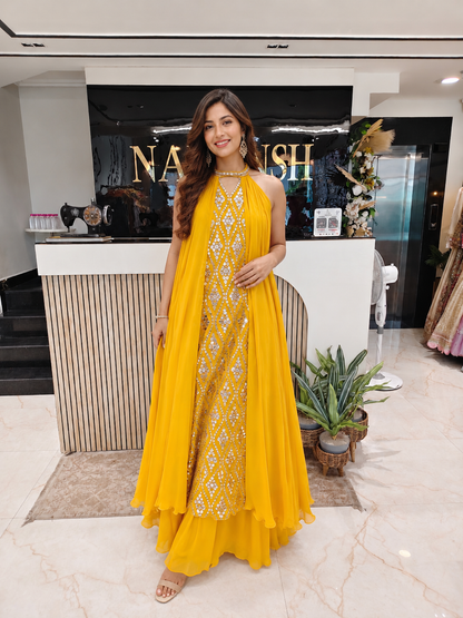 Mustard Palazzo Set
Georgette Indo-Western Set
Mirror Work Outfit
Designer Party Wear Set
Wedding Wear Indo-Western