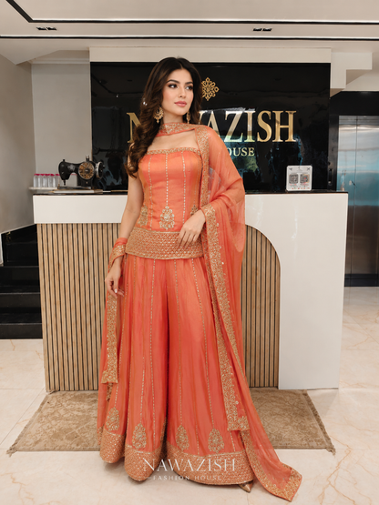 Orange Palazzo Set
Tissue Indo-Western Set
Kutdana Work Outfit
Designer Party Wear Set
Wedding Wear Indo-Western