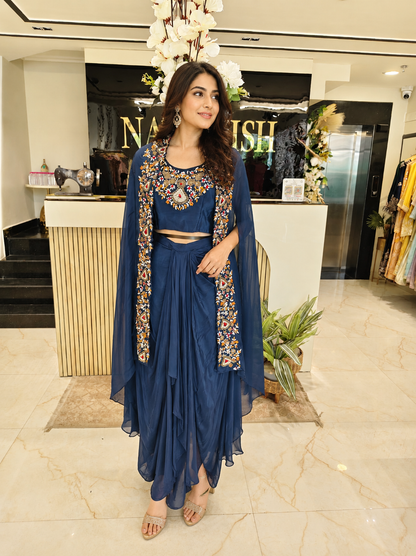 Blue Indo Western Drape Skirt Set
Designer Crepe Indo Western Outfit
Resham Sequins Drape Skirt Set
Wedding Party Wear Indo Western
Kutdana Work Indo Western Dress