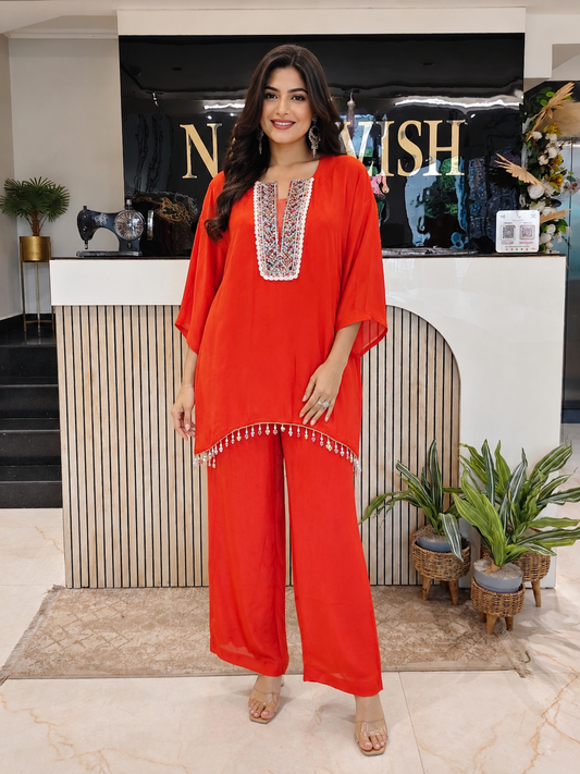 Orange Chinon Co-ord Set
Designer Chinon Kurta Palazzo Set
Dabka Stone Resham Work Co-ord Set
Party Wear Co-ord Outfit
Luxury Ethnic Wear