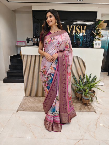 Purple Kalamkari Saree