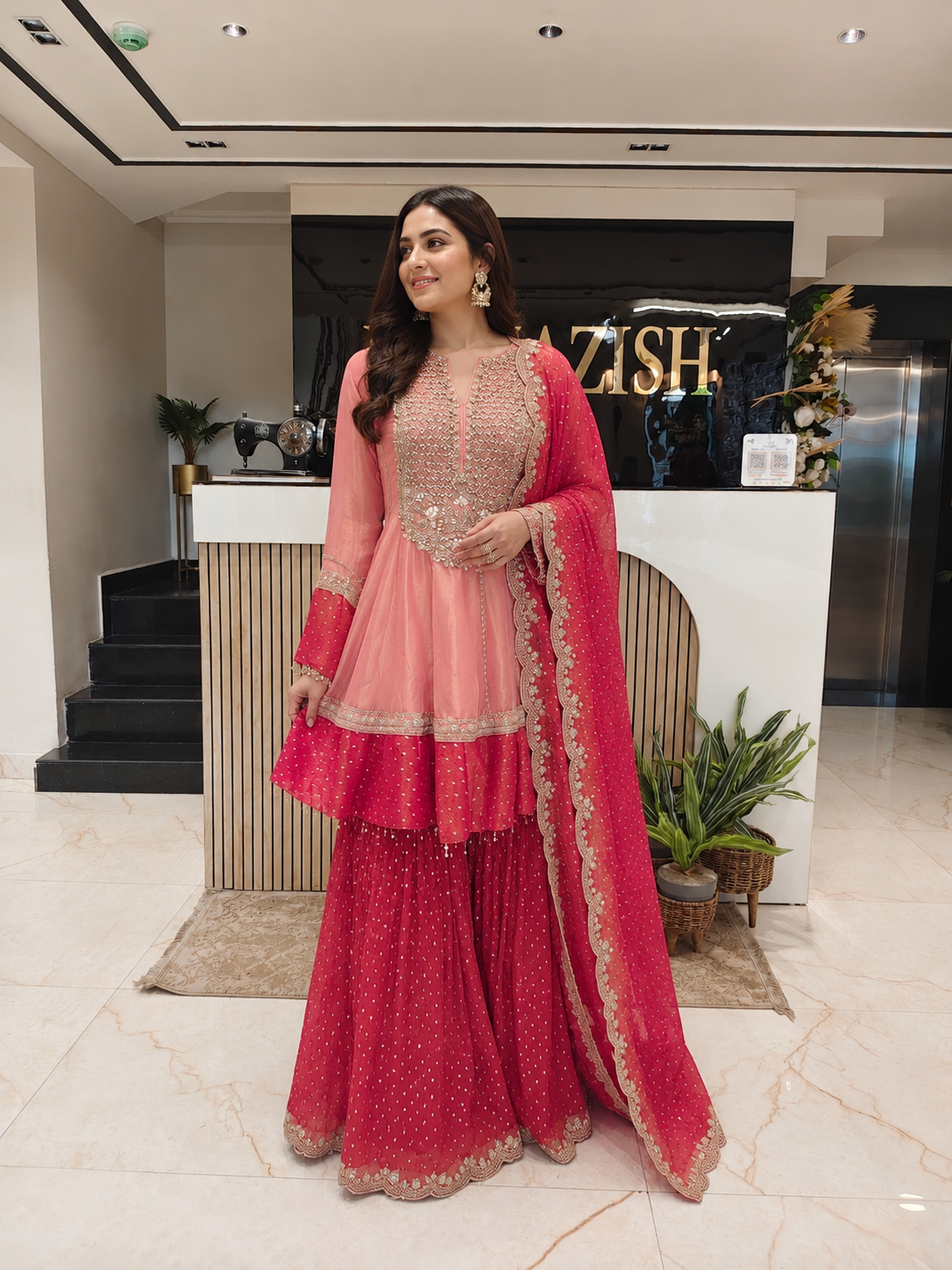 Baby Pink & Hot Pink Short Anarkali Garara Set
Designer Tissue Garara Suit
Kutdana Gota Patti Work Garara Set
Wedding Wear Short Anarkali Garara
Luxury Ethnic Wear