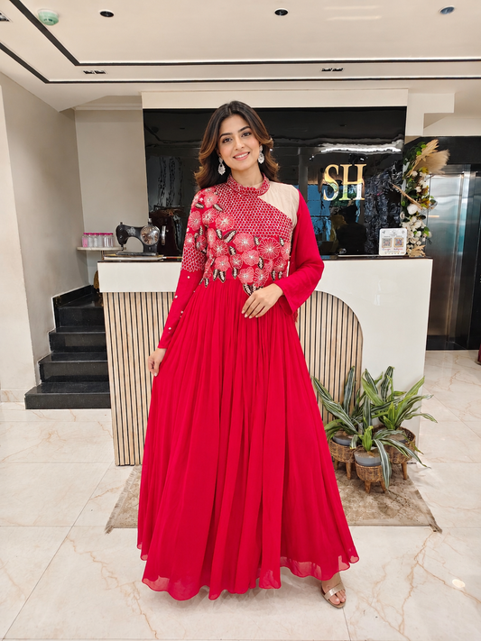 Red Georgette Anarkali