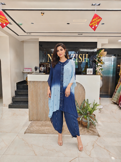 Navy Blue Kaftan Set