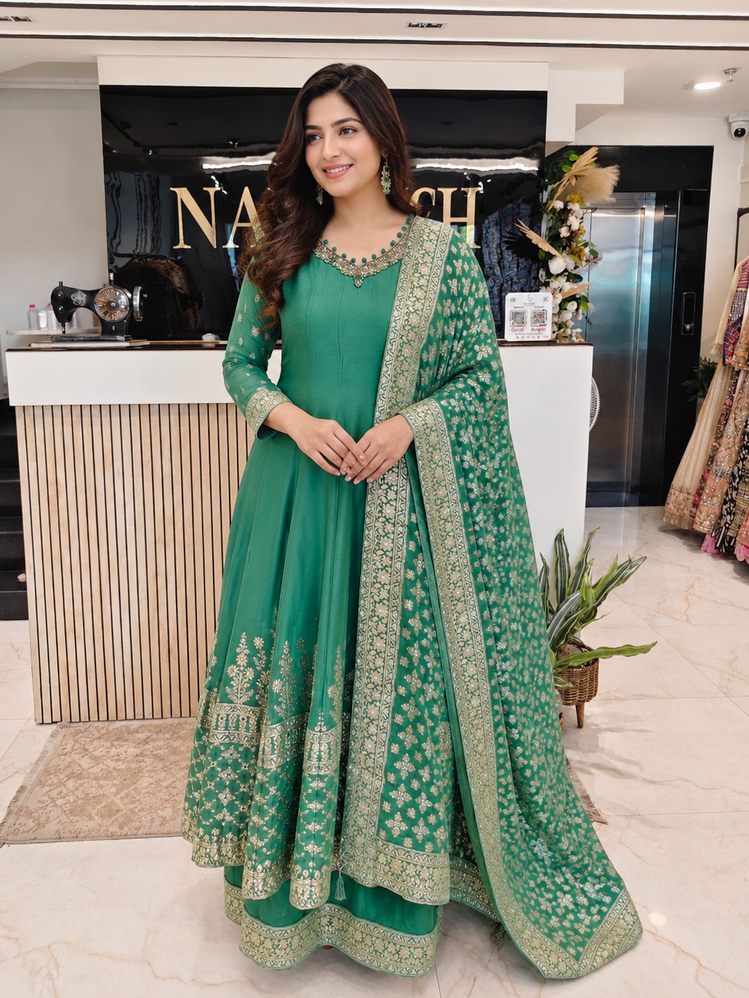 Olive Green Anarkali Set
Organza Anarkali Suit
Designer Anarkali Dress
Wedding Wear Anarkali
Festive Party Wear Anarkali