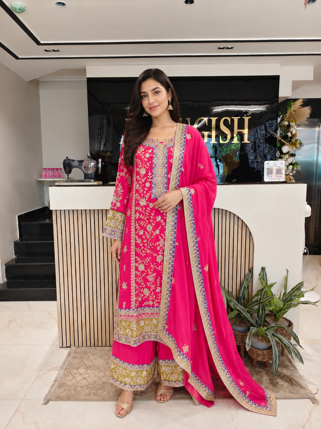Rani Pink Pant Set
Designer Chiffon Ethnic Set
Mirror Work Ethnic Outfit
Wedding Wear Pant Set India
Luxury Festive Wear Women