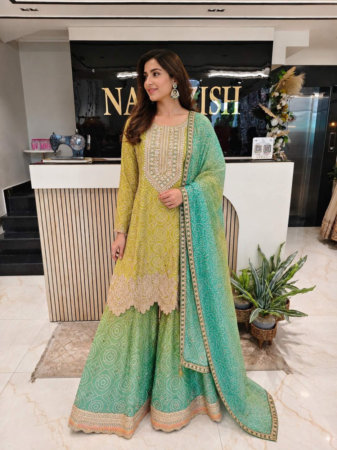 Green Ombre Chiffon Sharara Set
Designer Sharara Suit
Wedding Wear Sharara
Festive Party Wear Ethnic Set
Chiffon Designer Suit