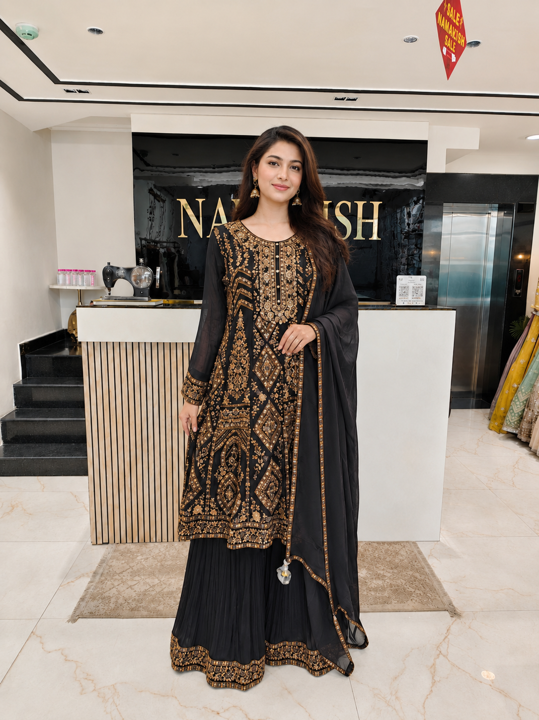 Black Anarkali Pant Set
Designer Chinon Anarkali
Dabka Work Ethnic Outfit
Wedding Wear Anarkali India
Luxury Festive Wear Women