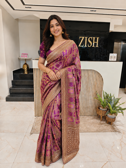 Purple Modal Crepe Saree
Kutdana Work Saree
Dabka Work Saree
Designer Party Wear Saree
Wedding Wear Saree