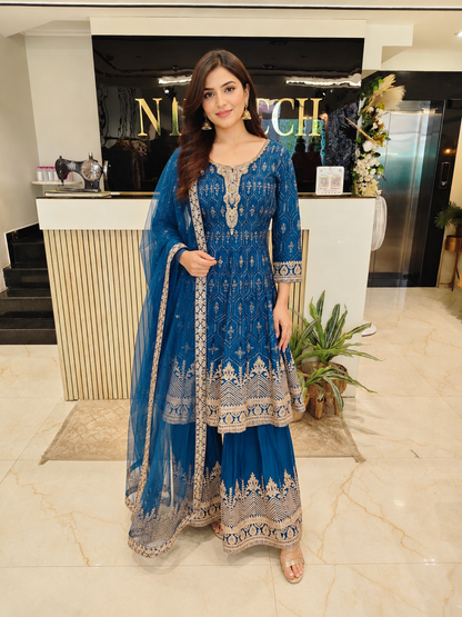 Royal Blue Designer Anarkali
Palazzo Style Festive Wear
Mirror Work Ethnic Outfit
Wedding Wear Anarkali India
Luxury Party Wear Dress