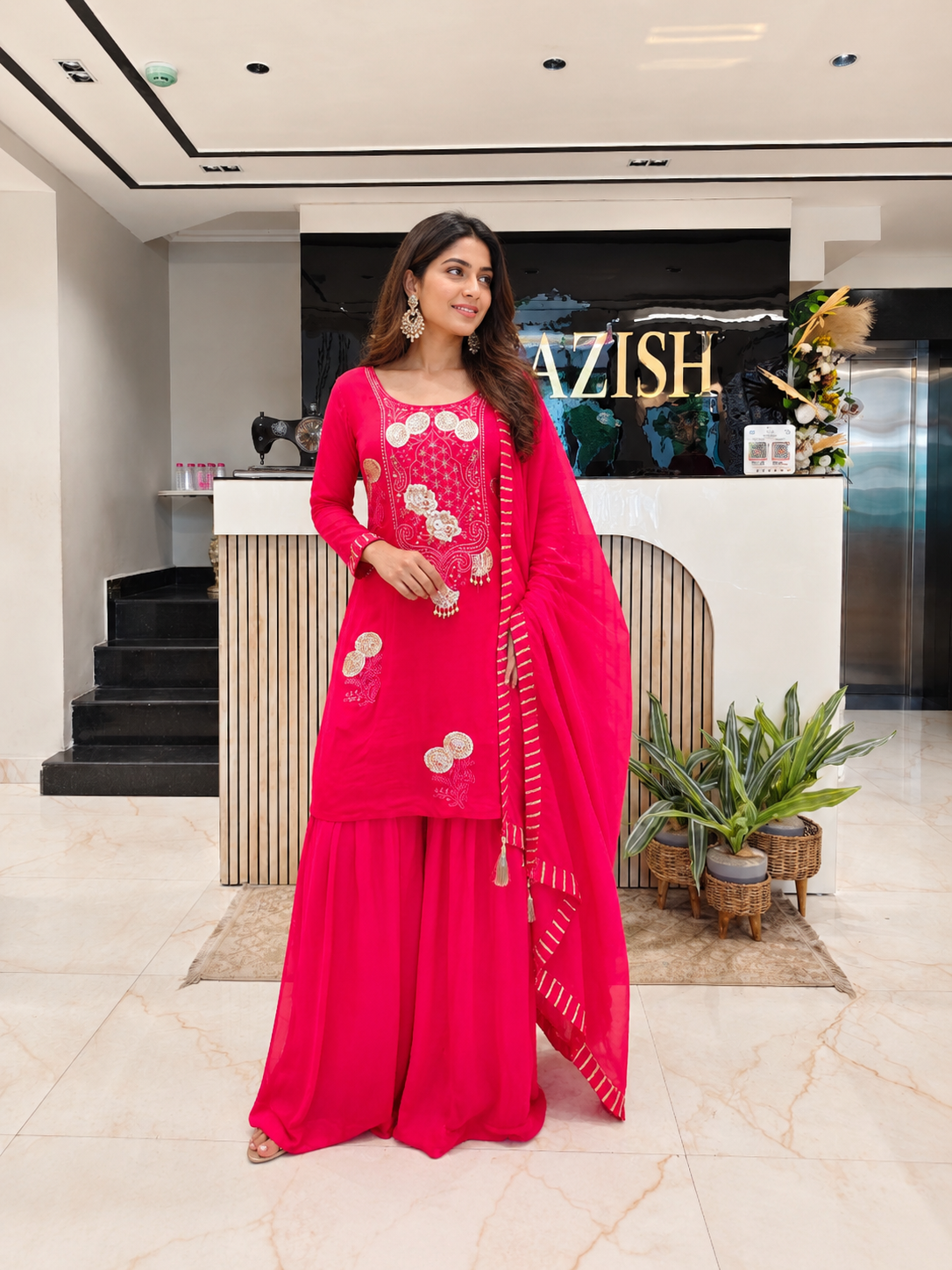 Red Georgette Sharara Set
Designer Sharara Suit
Wedding Wear Sharara
Festive Party Wear Ethnic Set
Georgette Designer Suit