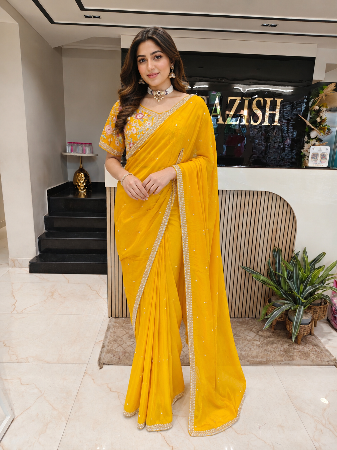 Yellow Crepe Saree
Zari Work Saree
Readymade Blouse Saree
Designer Festive Saree
Wedding Wear Saree
