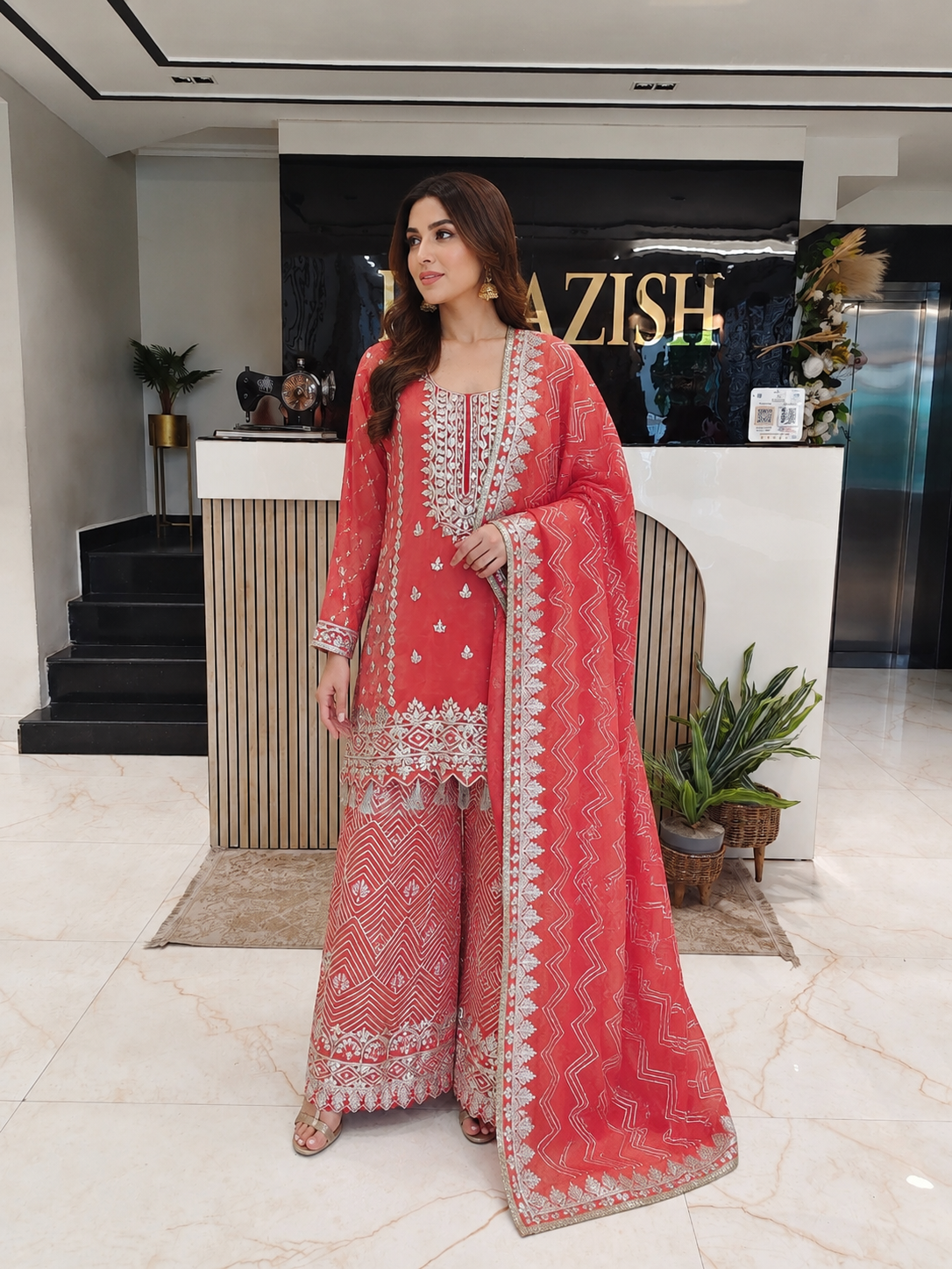Rust Tissue Sharara Set
Designer Tissue Sharara Suit
Gota Sequins Mirror Work Sharara
Wedding Wear Sharara Set
Luxury Ethnic Wear