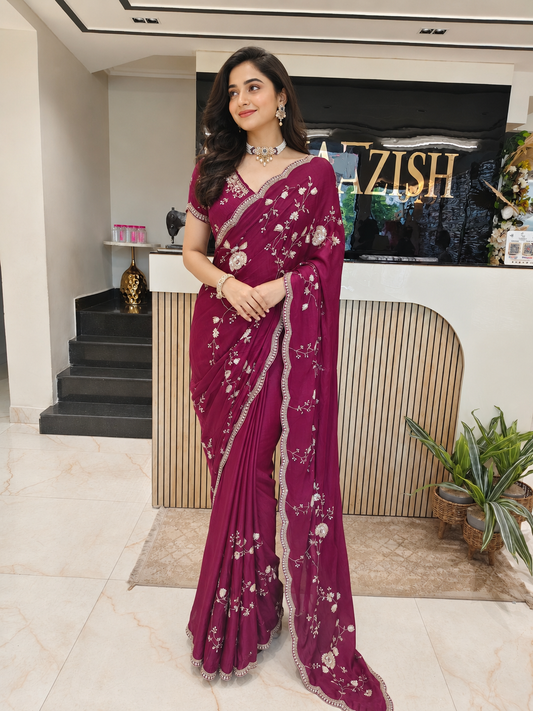 Wine Chinon Saree