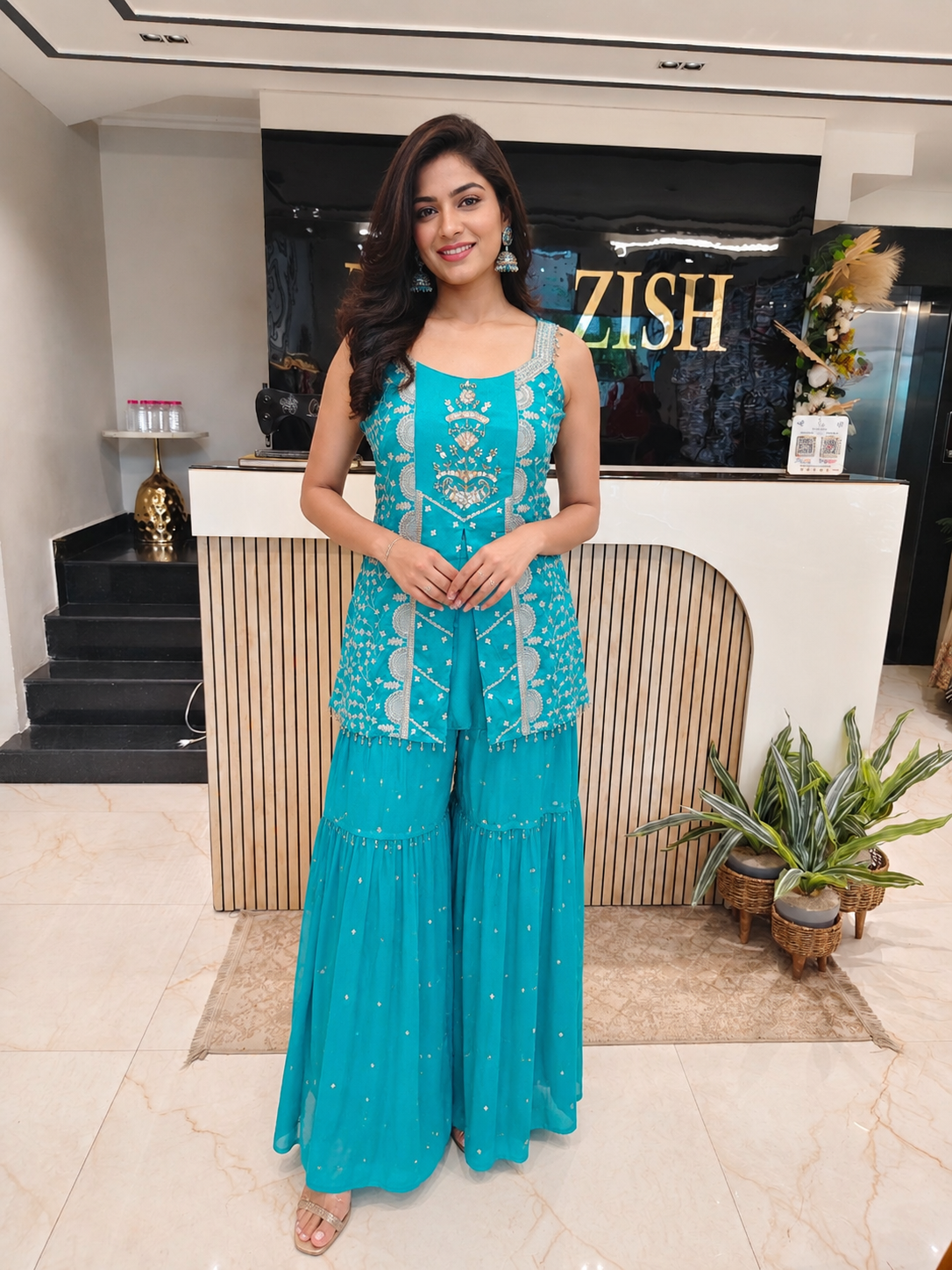 Teal Blue Chiffon Garara Set
Designer Garara Suit
Wedding Wear Garara
Festive Party Wear Ethnic Set
Chiffon Designer Suit