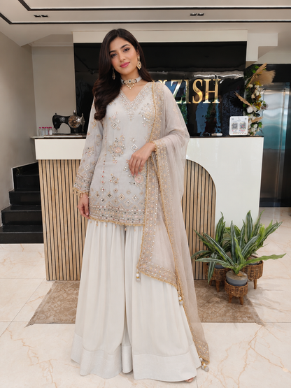 Grey Farshi Salwar Set
Tissue Designer Kurta Set
Crepe Farshi Salwar Suit
Wedding Wear Farshi Suit
Festive Party Wear Ethnic Set