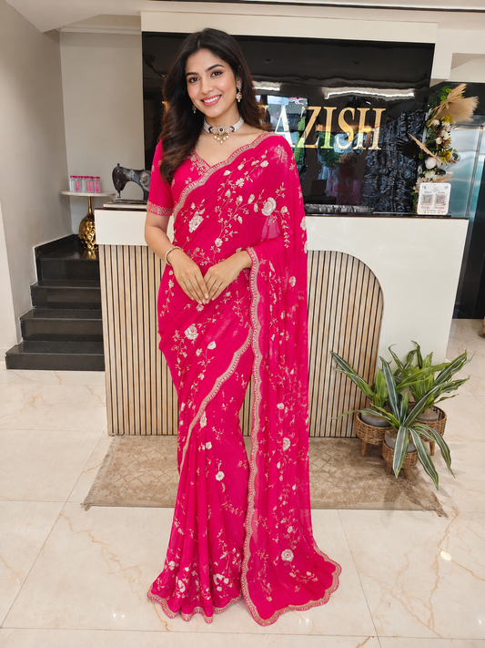 Rani Pink Chinon Saree
Kutdana Work Saree
Sequins Work Saree
Designer Party Wear Saree
Wedding Wear Saree