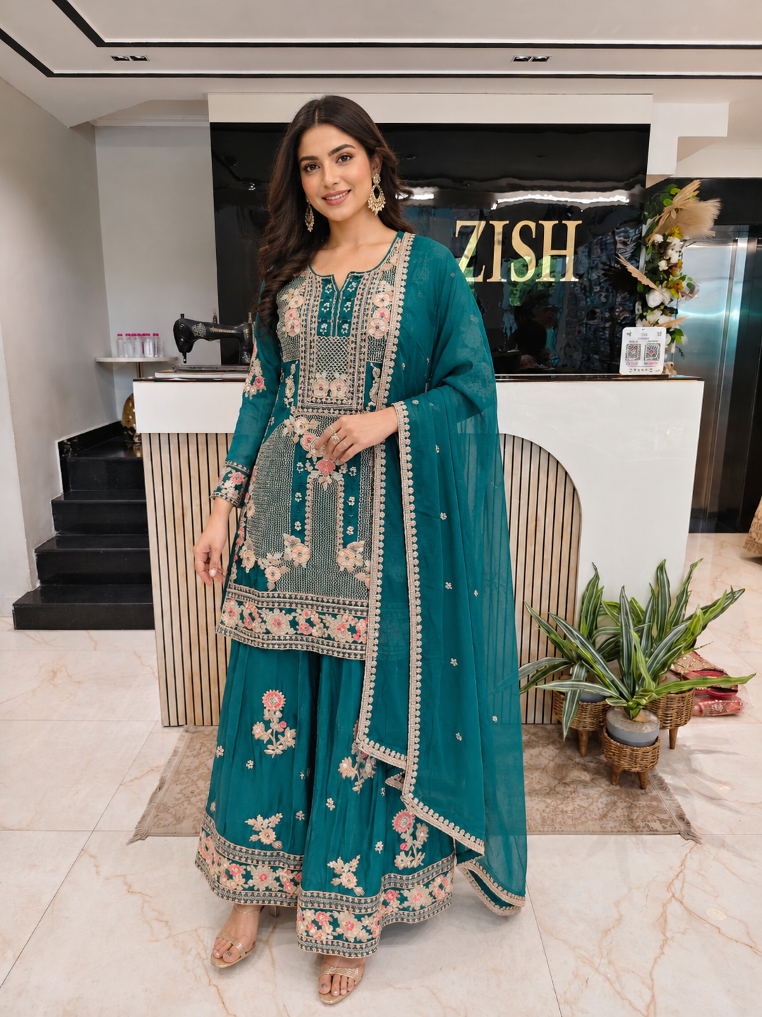 Teal Blue Sharara Set
Chinon Chiffon Sharara
Designer Sharara Set
Wedding Wear Sharara
Festive Party Wear Sharara