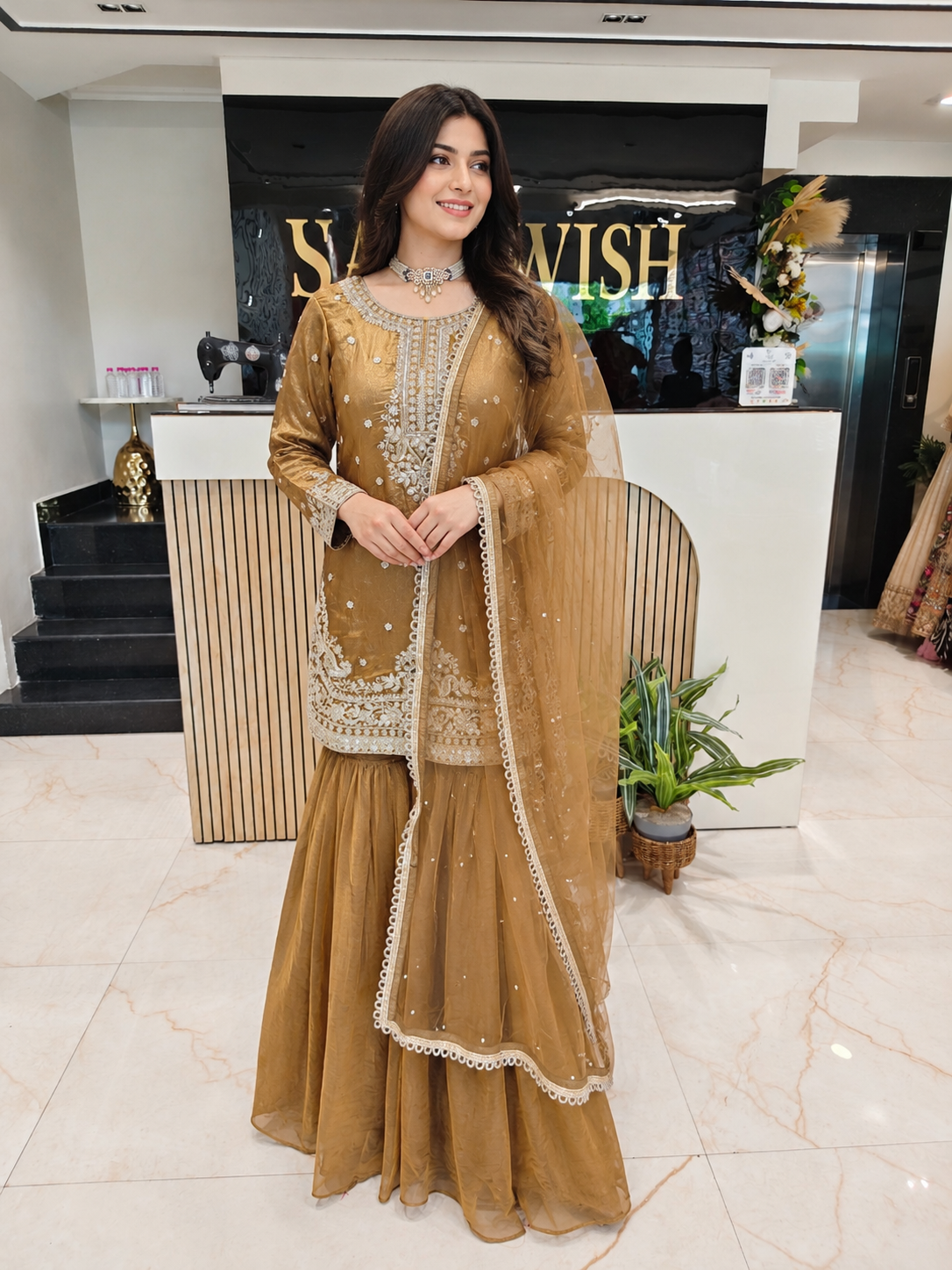 Golden Sharara Set
Tissue Sharara Suit
Designer Sharara Set
Wedding Wear Sharara
Festive Party Wear Sharara