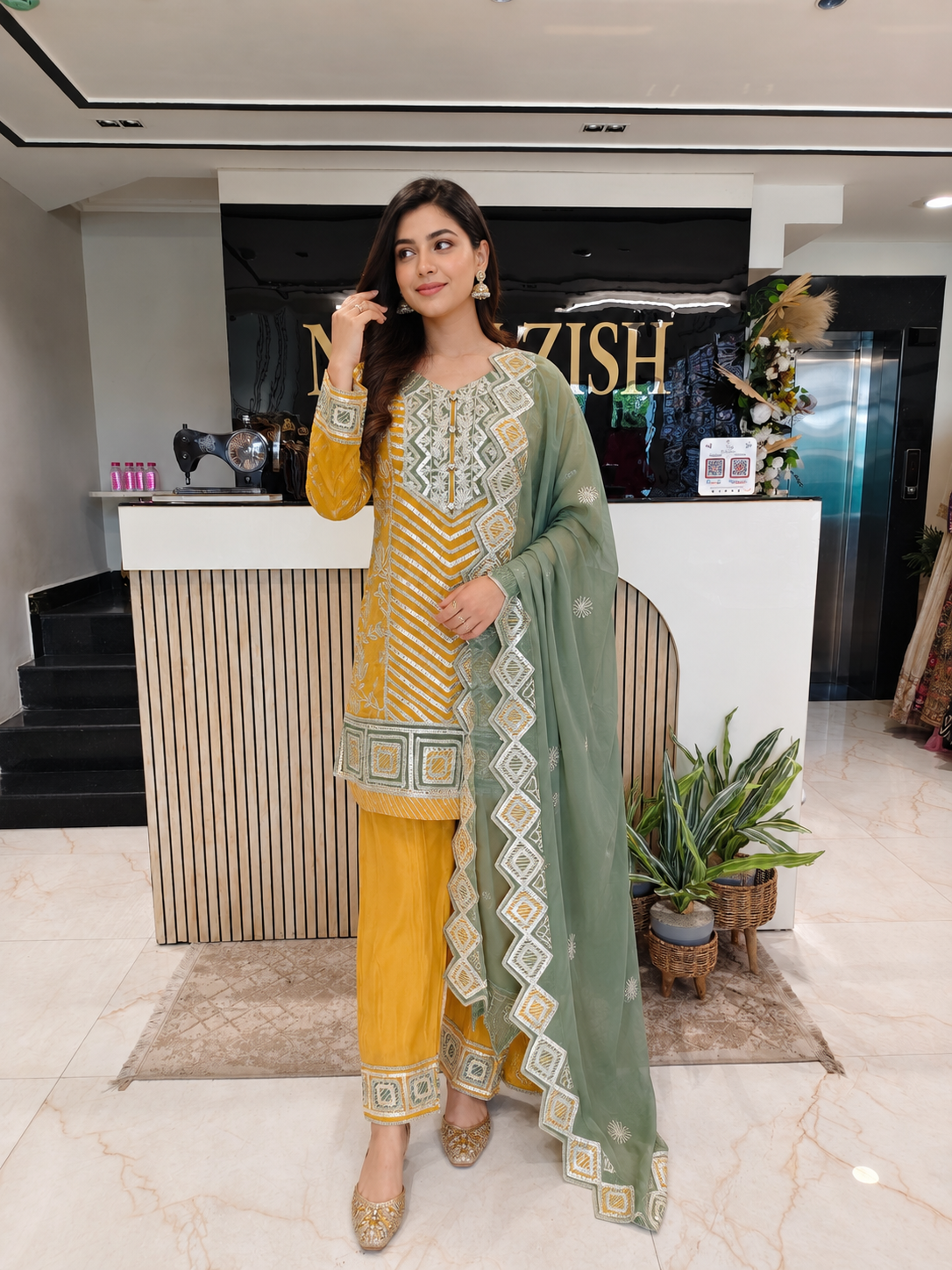 Sea Green & Mustard Tissue Kurta Pant Set
Designer Kurta Pant Set
Wedding Wear Kurta Suit
Festive Party Wear Ethnic Set
Tissue Designer Suit