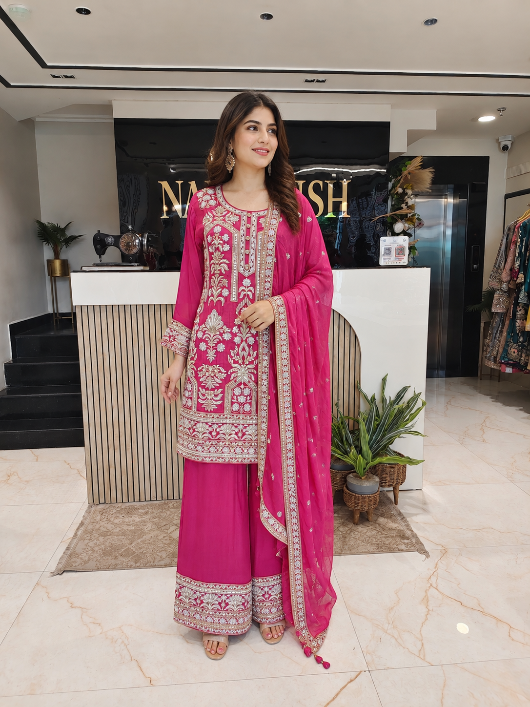 Onion Pink Kurta Farshi Salwar Set
Designer Chinon Farshi Salwar Suit
Pearl Zari Cutdana Work Suit
Wedding Wear Farshi Salwar Set
Luxury Ethnic Wear
