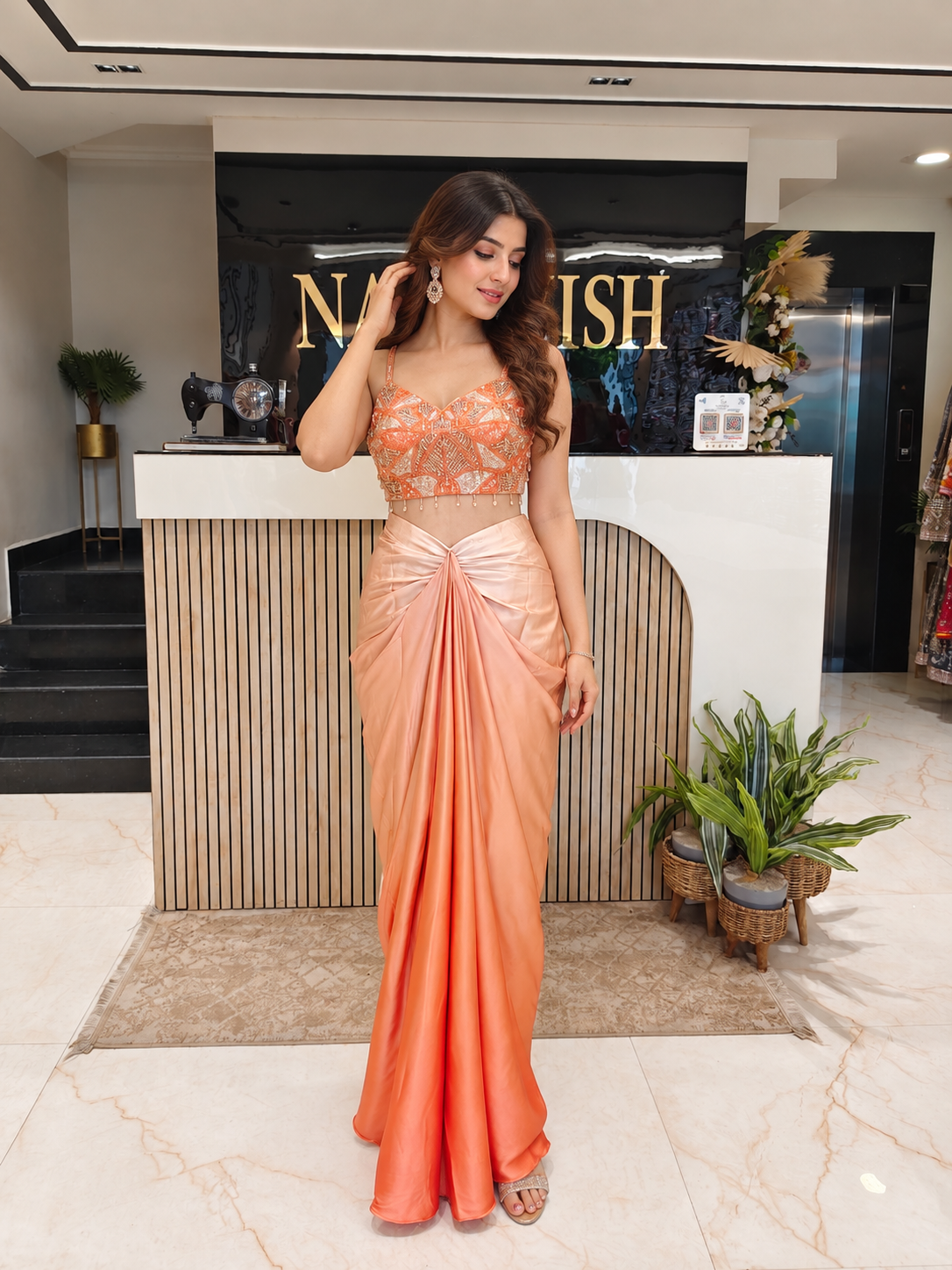 Ombre Orange Satin Indo-Western Set
Designer Satin Indo-Western Outfit
Sequins Kutdana Crystal Work Skirt Set
Wedding Wear Indo-Western Dress
Luxury Ethnic Wear