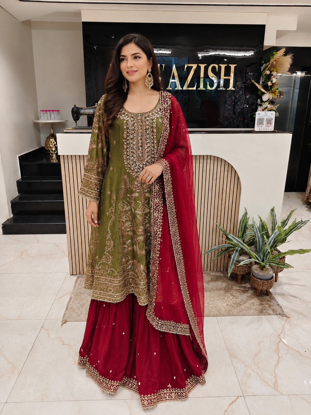 Mehndi Green & Maroon Tissue Sharara Set
Designer Sharara Suit
Wedding Wear Sharara
Festive Party Wear Sharara
Tissue Ethnic Set