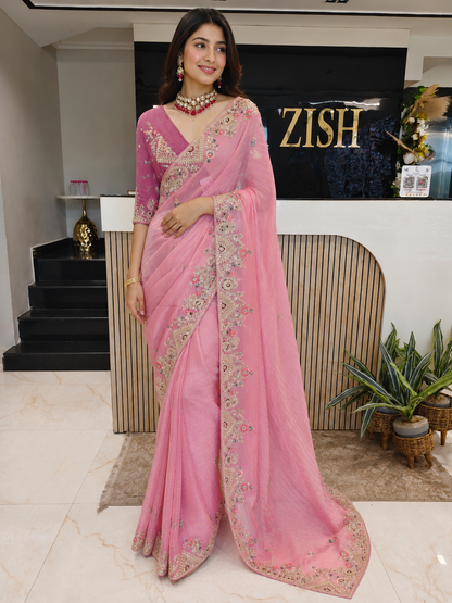 Onion Pink & Lavender Tissue Saree
Designer Tissue Saree
Wedding Wear Saree
Festive Party Wear Saree
Handwork Designer Saree