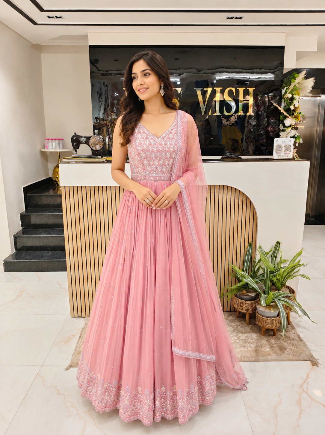 Onion Pink Chinon Anarkali
Designer Anarkali Suit Women
Mirror Work Ethnic Outfit
Wedding Wear Anarkali India
Luxury Festive Wear Women