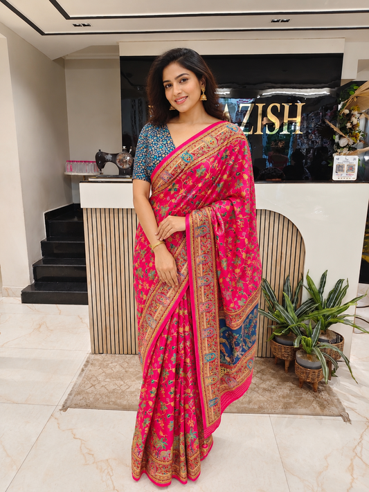 Printed Silk Saree
Rani Pink Saree
Designer Saree
Floral Print Saree
Festive Wear Saree