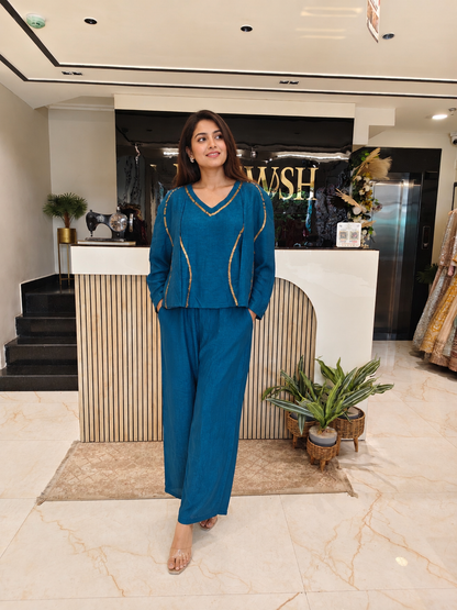 Blue Silk Co-ord Set
Designer Silk Kurta Pant Set
Sequins Work Co-ord Set
Ombre Shade Party Wear Outfit
Luxury Ethnic Wear
