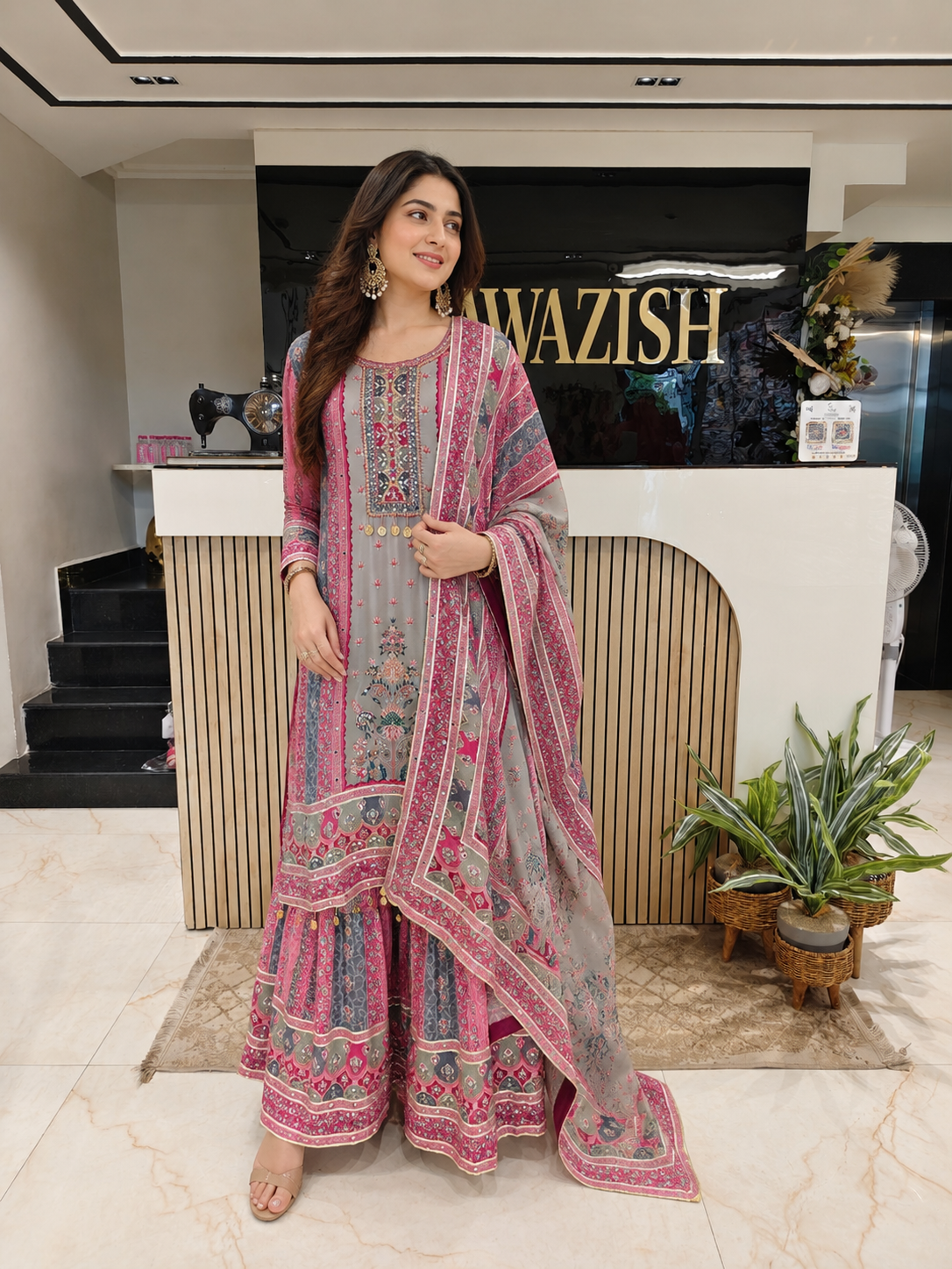 Pink & Grey Crepe Sharara Set
Designer Sharara Suit
Wedding Wear Sharara
Festive Party Wear Ethnic Set
Crepe Designer Suit