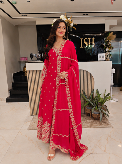 Rani Pink Sharara Set
Designer Chinon Sharara
Mirror Work Ethnic Outfit
Wedding Wear Sharara India
Luxury Festive Wear Women