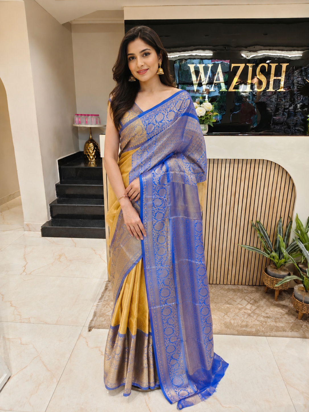 Golden Tissue Saree
Blue Zari Saree
Designer Tissue Saree
Festive Wear Saree
Wedding Function Saree