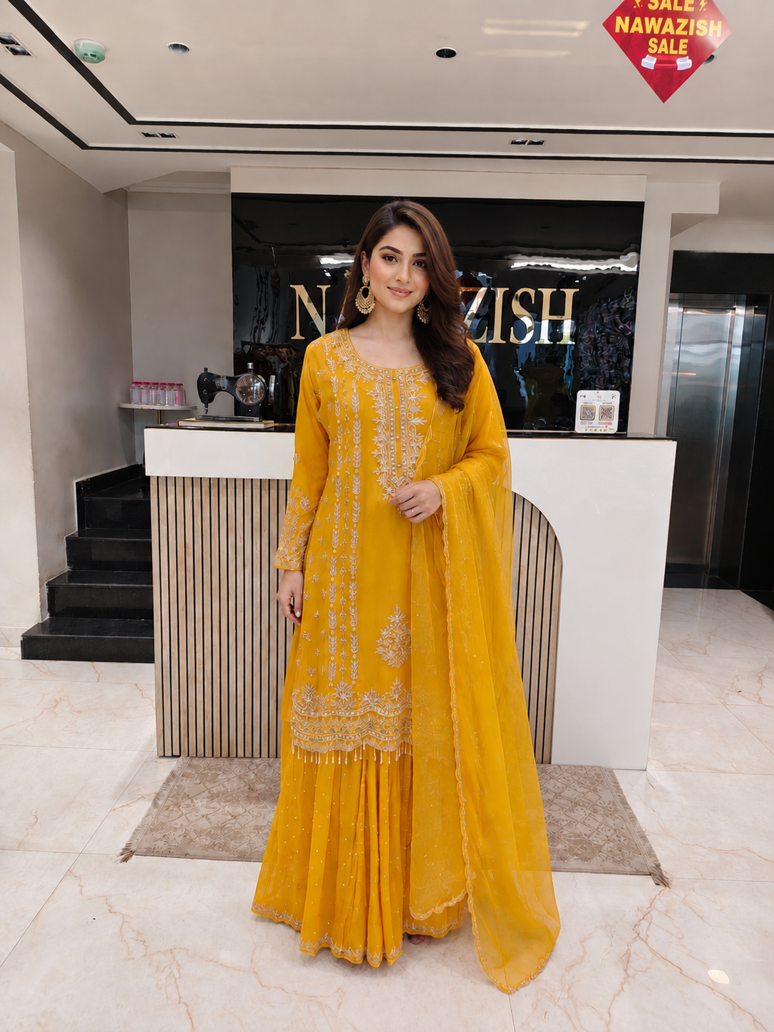 Yellow Sharara Set
Designer Chinon Sharara
Kutdana Work Ethnic Outfit
Wedding Wear Sharara India
Luxury Festive Wear Women