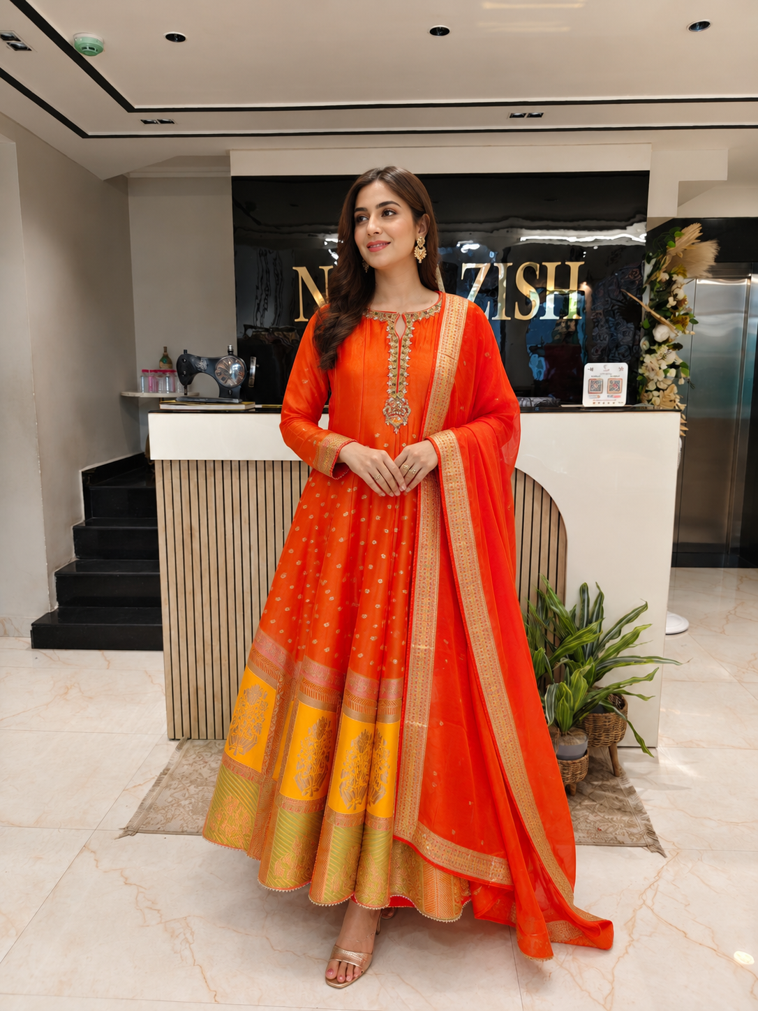 Orange Tissue Palazzo Set