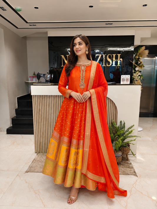 Orange Tissue Palazzo Set